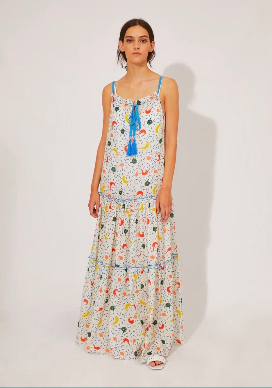 $256 Compañía Fantástica Painterly Sleeveless Maxi Dress Dopamine Maximalist- SM